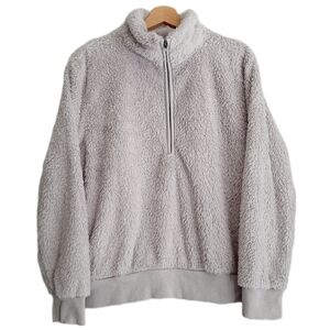🍒 Shambhala Fuzzy Sherpa 1/2 Zip Sweatshirt Pullover Top Pastel Lilac Sz XL